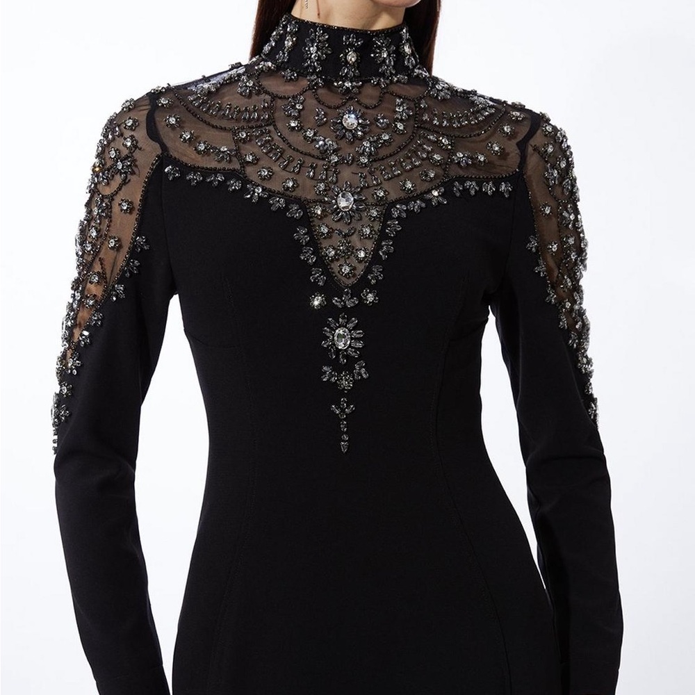 Karen Millen cristal embellished woven maxi dress